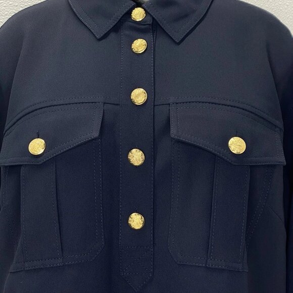 NEW VERONICA BEARD Women's Colivin Cropped Top Navy Blue Size 8 – Long Sleeve - Picture 10 of 11